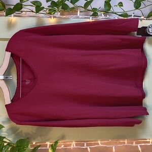 Women's Laura Scott Burgundy Long Sleeve Basic T-shirt XL